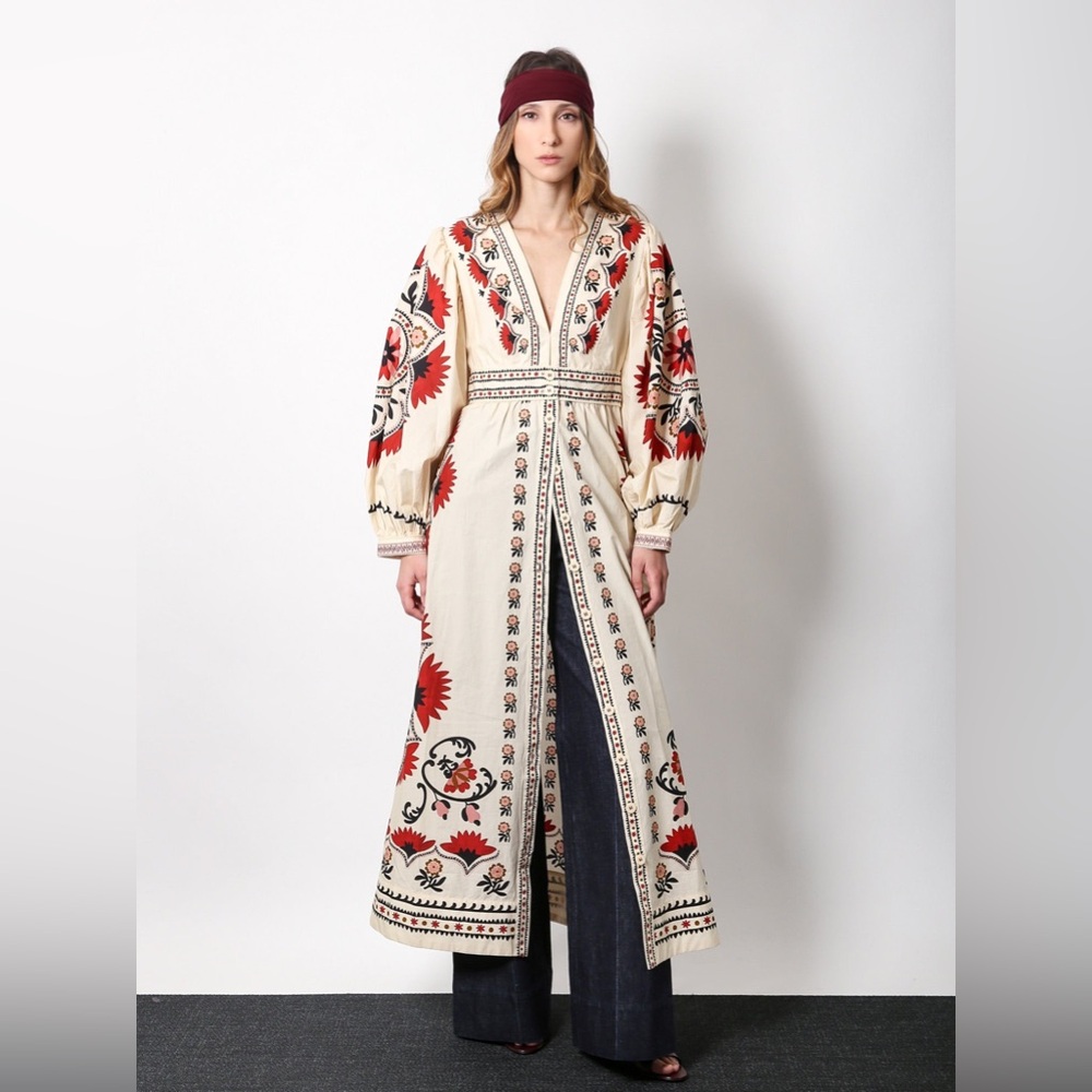 NWT Farm Rio Cream Cashew Mandala Maxi Dress - Picture 4 of 16
